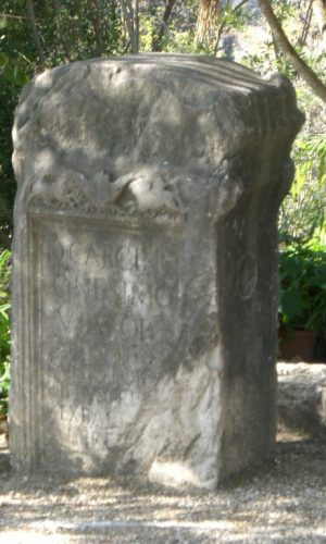 CASALOTTI -Interno Castello della Porcareccia-Reperti Archeologici- Stele commemorativa di un “apparitore” imperiale