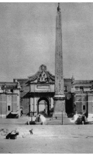 ROMA-Piazza del Popolo – dagherrotipo(foto) di un gregge di capre e pecore sosta in piazza del Popolo 1865.