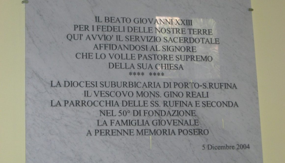 Castello della Porcareccia-Epigrafe Papa Giovanni XXIII