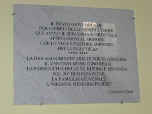 Castello della Porcareccia-Epigrafe Papa Giovanni XXIII