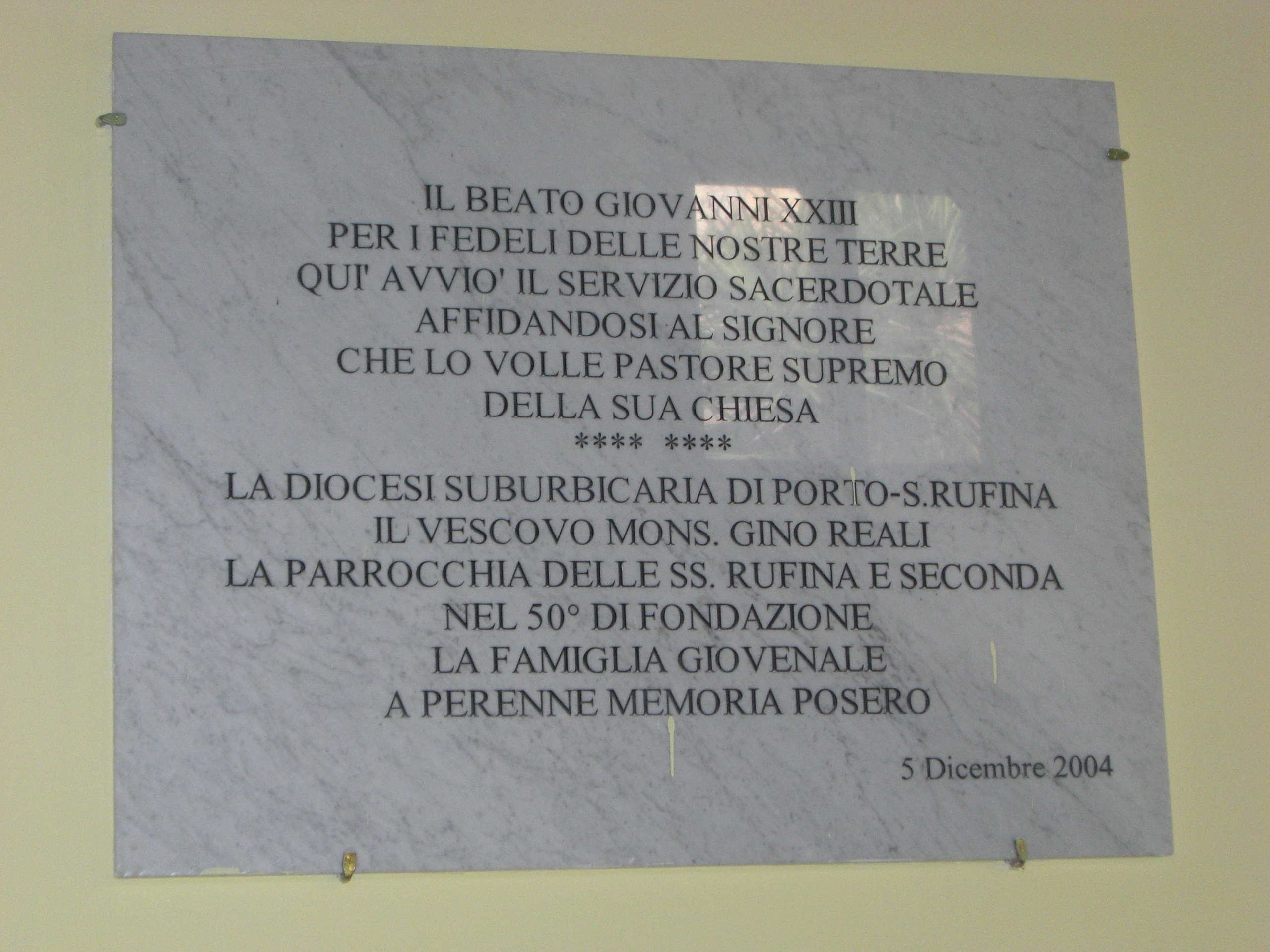 Castello della Porcareccia-Epigrafe Papa Giovanni XXIII