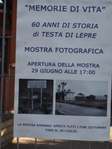 TESTA di LEPRE-Mostra fotografica “MEMORIE di VITA” . 60 anni della Storia del nostro Borgo