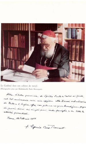 La foto con dedica a Castel di Guido del Cardinale TISSERANT