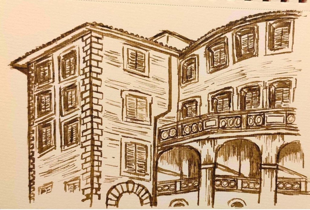 Castelnuovo di Farfa (Rieti) nei disegni di Francesca Vanoncini- Palazzo Eredi Salustri Galli