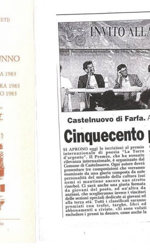 Castelnuovo di Farfa -40simoPremio letterario “LA TORRE D’ARGENTO”-1982-2022
