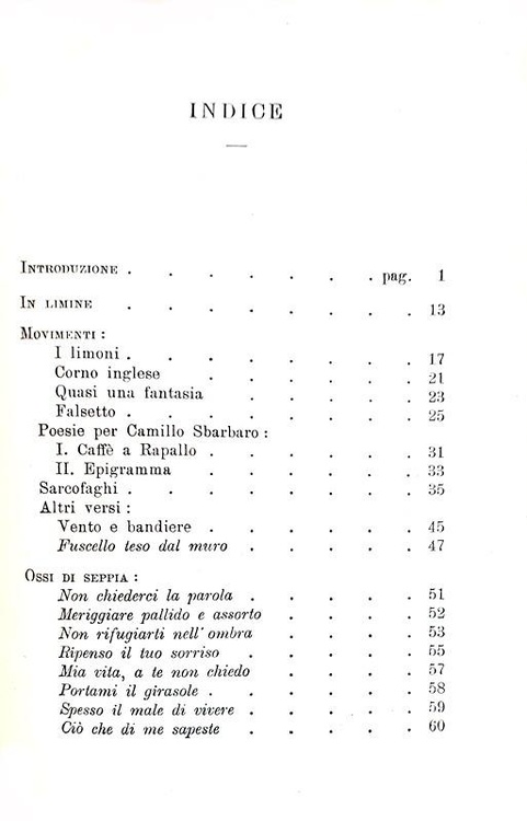 EUGENIO MONTALE Ossi di Seppia- Edizione del 1941