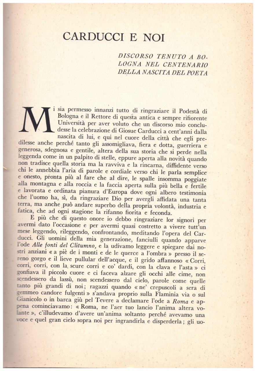 BIBLIOTECA DEA SABINA-Ugo Ojetti su Giosuè CARDUCCI -1 luglio 1935