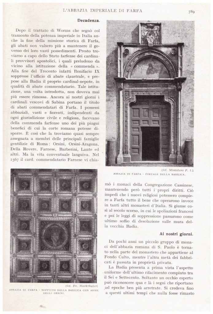 Biblioteca DEA SABINA- ABBAZIA di FARFA-Monumenti della Sabina -TCI anno 1929-