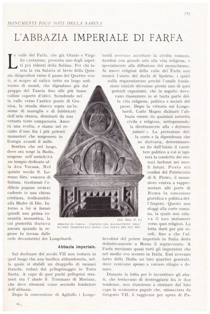 Biblioteca DEA SABINA- ABBAZIA di FARFA-Monumenti della Sabina -TCI anno 1929-