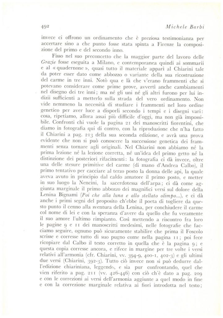 Biblioteca DEA SABINA- Michele Bardi – L’Edizione Nazionale del Foscolo e le “GRAZIE”-Rivista PAN-1 dicembre 1934
