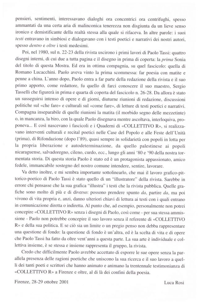 Collettivo R-PAOLO TASSI “Da Sonia a Sonia” anno 2001-