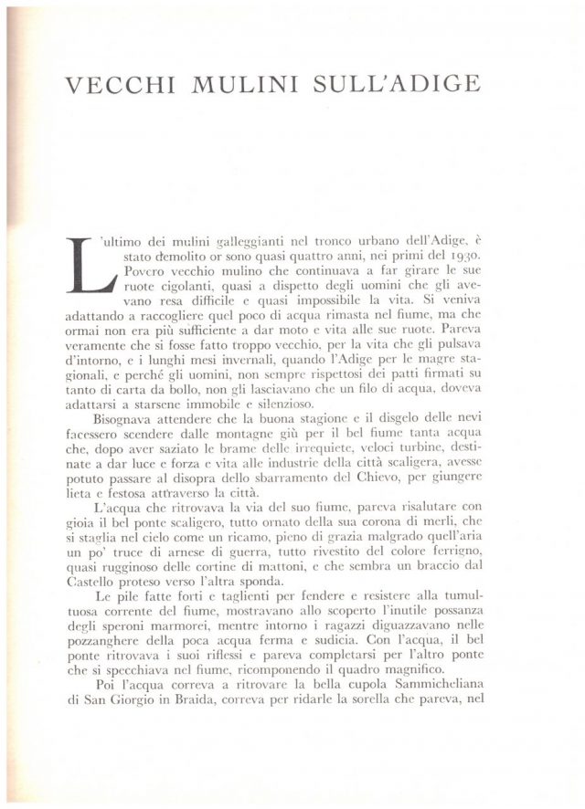 Armando Venè-I VECCHI MULINI SULL’ADIGE-Rivista PAN aprile 1934-