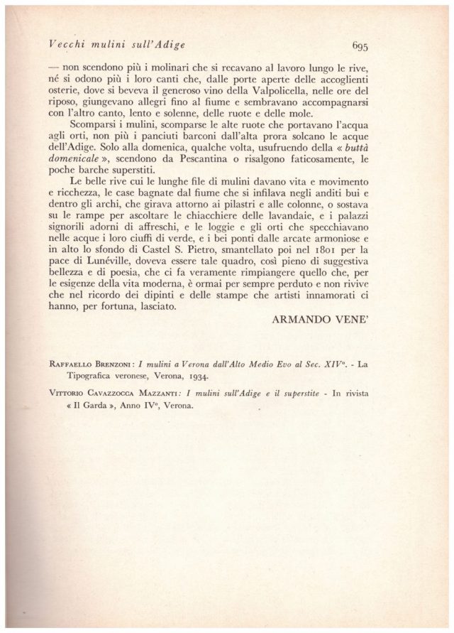Armando Venè-I VECCHI MULINI SULL’ADIGE-Rivista PAN aprile 1934-