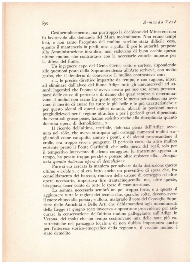 Armando Venè-I VECCHI MULINI SULL’ADIGE-Rivista PAN aprile 1934-