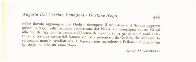 Augusta Del Vecchio Veneziani :”Gaetano Negri”