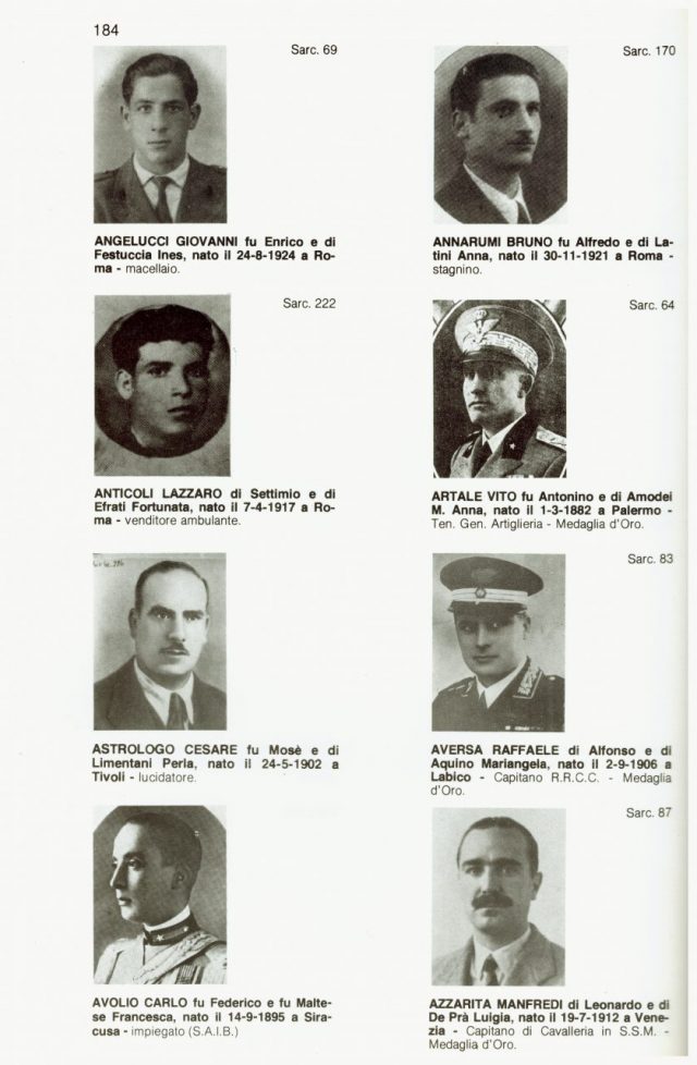 Roma- 24 marzo 1944 l’eccidio delle Fosse Ardeatine le foto delle Vittime