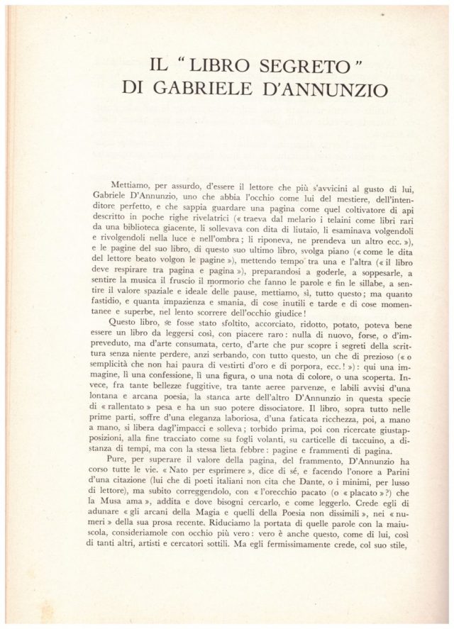Gabriele D’ANNUNZIO –Il “LIBRO SEGRETO”