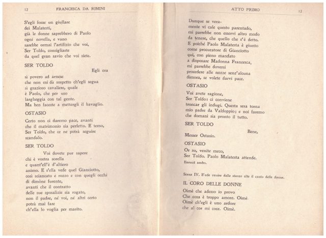 Gabriele D’Annunzio- “FRANCESCA da RIMINI”- Edizione 1914- 