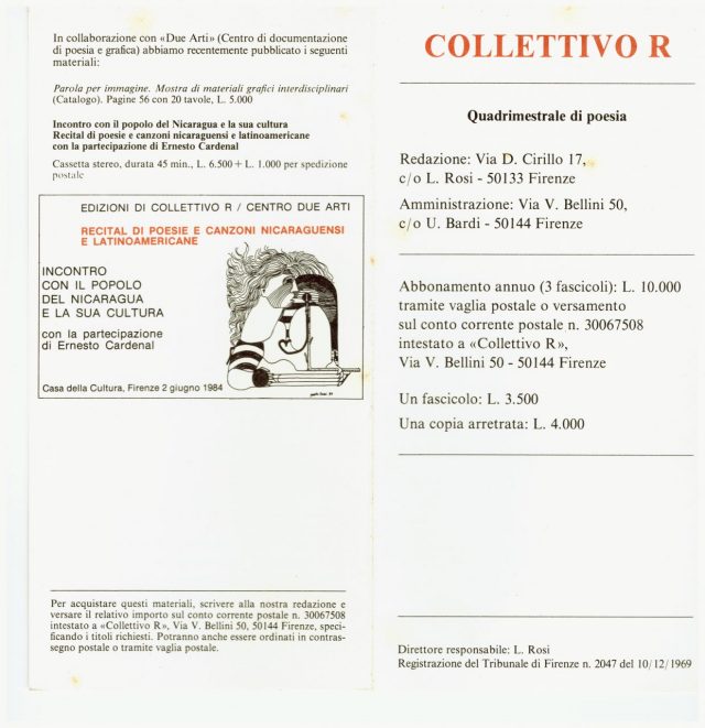 -Rivista Collettivo R-Poesie pubblicate n°34:35 –anno 1984