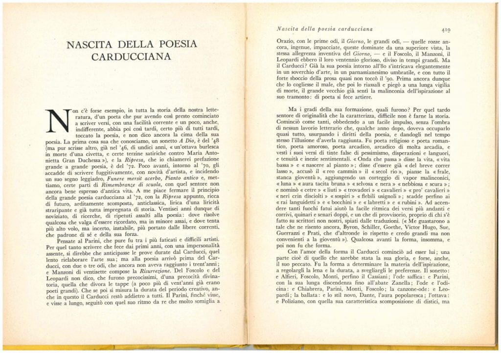 Giuseppe De Robertis :"Nascita della Poesia Carducciana"