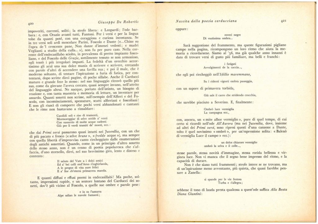 Giuseppe De Robertis :"Nascita della Poesia Carducciana"