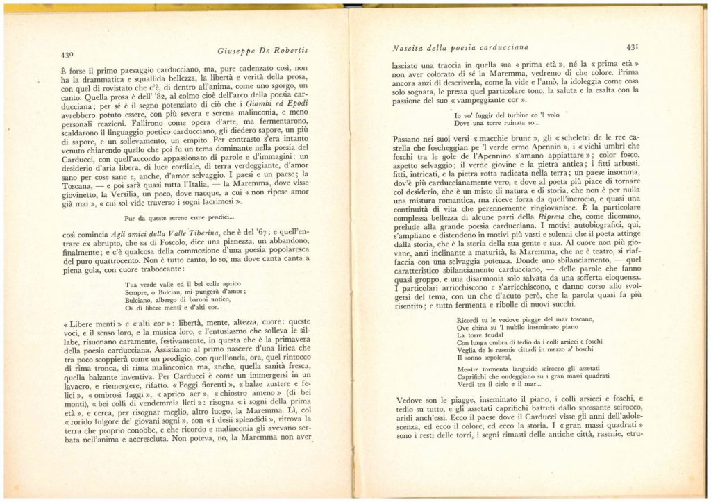 Giuseppe De Robertis :"Nascita della Poesia Carducciana"