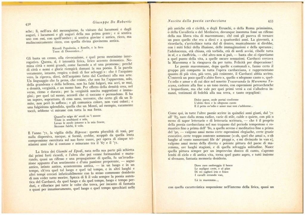 Giuseppe De Robertis :"Nascita della Poesia Carducciana"