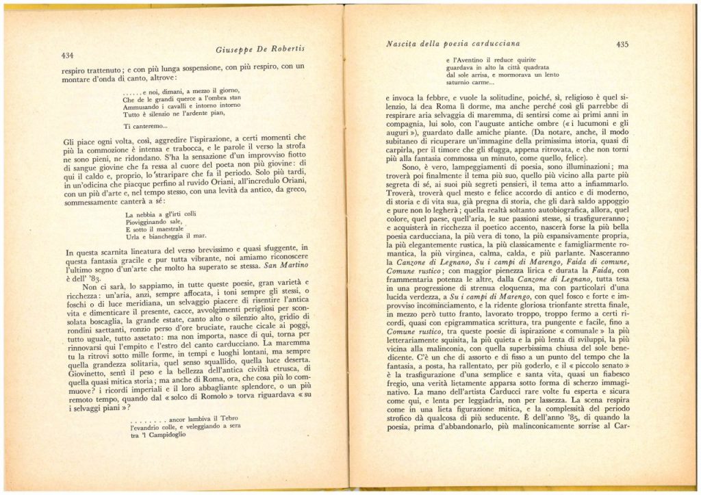 Giuseppe De Robertis :"Nascita della Poesia Carducciana"