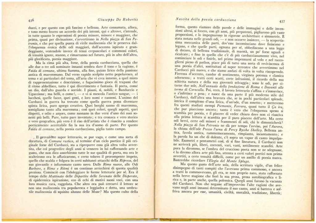 Giuseppe De Robertis :"Nascita della Poesia Carducciana"