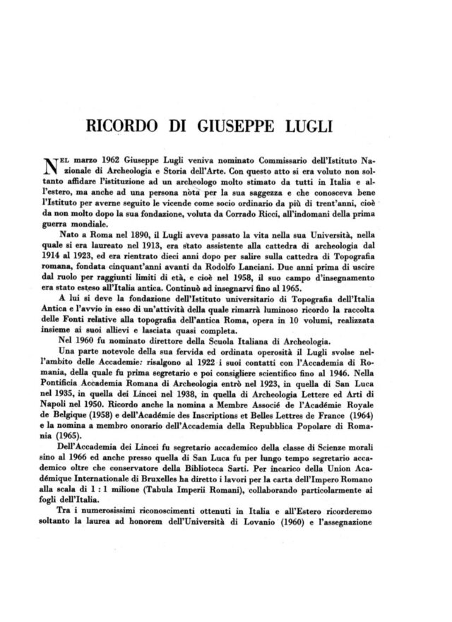 Prof.Giuseppe Lugli - Archeologo italiano