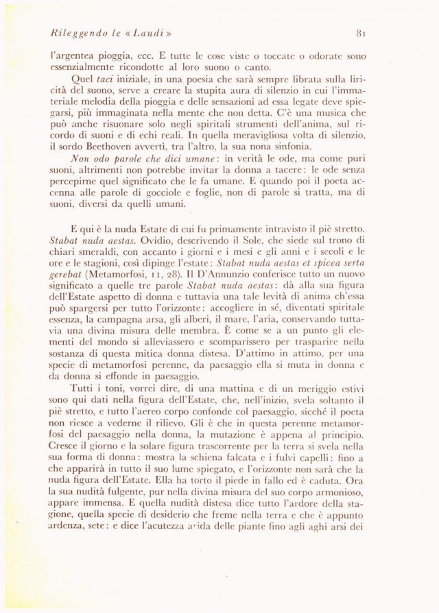 Francesco Flora rileggendo le “LAUDI” di Gabriele D’Annunzio