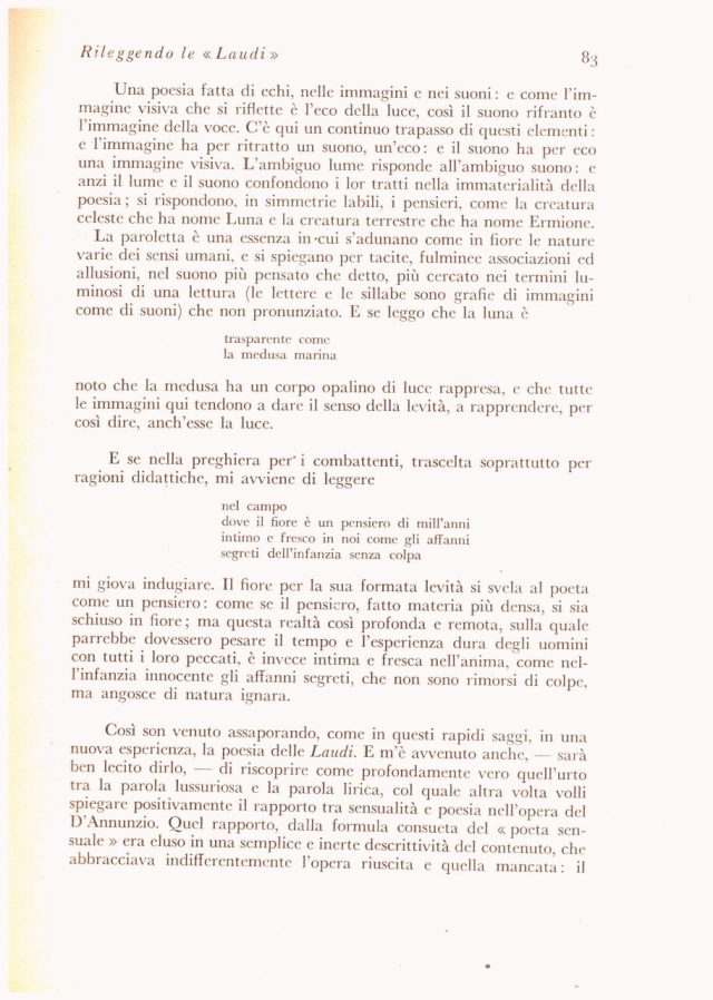 Francesco Flora rileggendo le “LAUDI” di Gabriele D’Annunzio