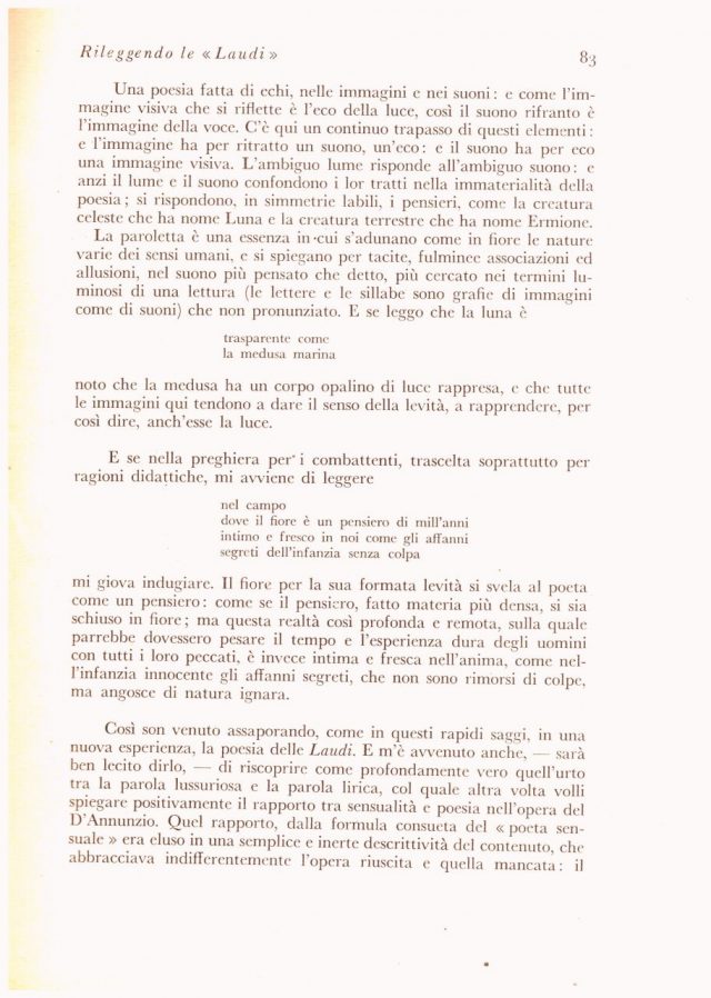 Francesco Flora rileggendo le “LAUDI” di Gabriele D’Annunzio