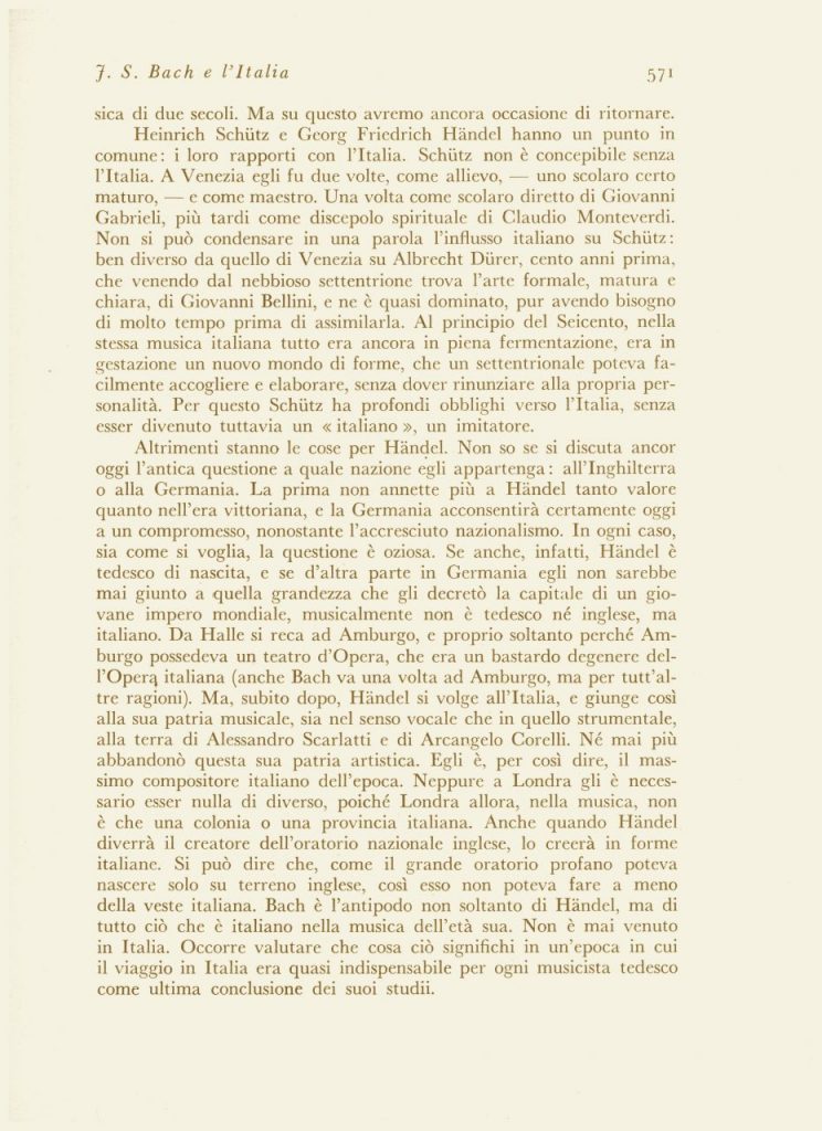 JOHANN SEBASTIAN BACH e L’ITALIA Articolo di Alfred Einstein