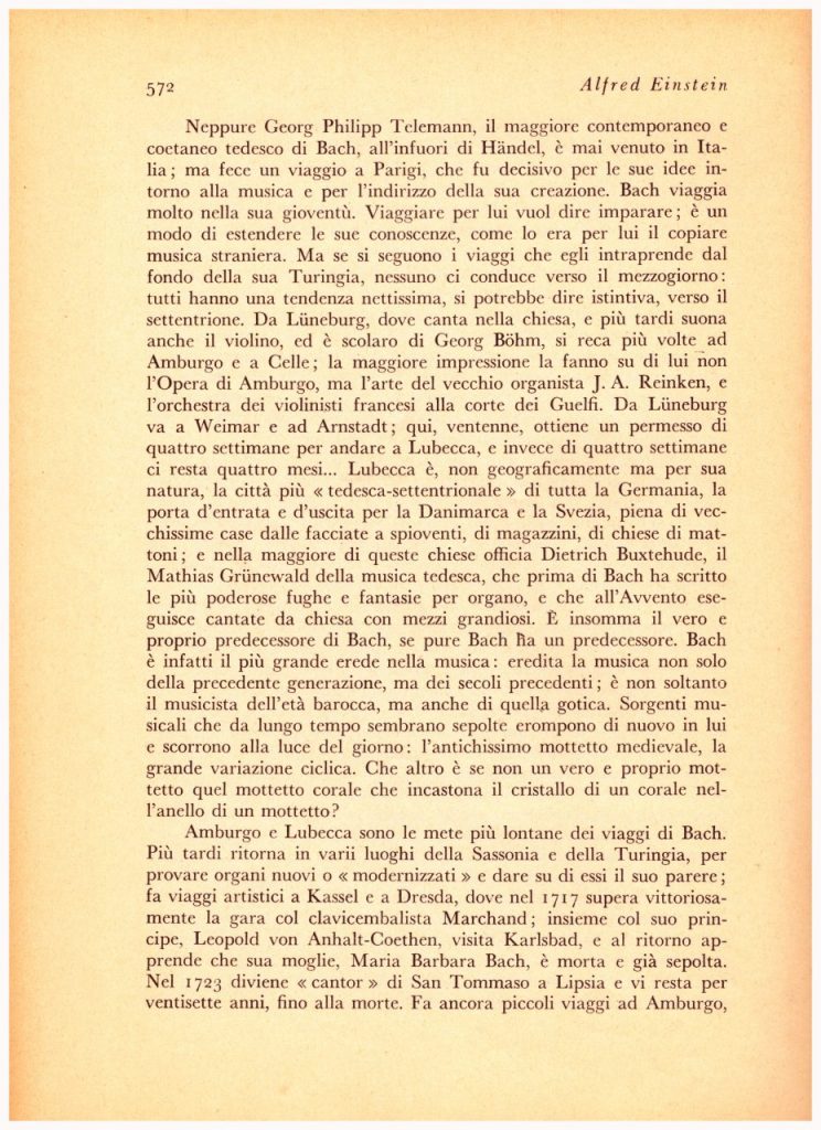JOHANN SEBASTIAN BACH e L’ITALIA Articolo di Alfred Einstein