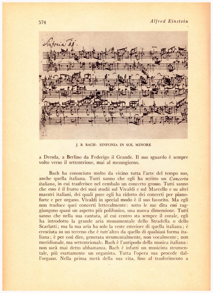 JOHANN SEBASTIAN BACH e L’ITALIA Articolo di Alfred Einstein