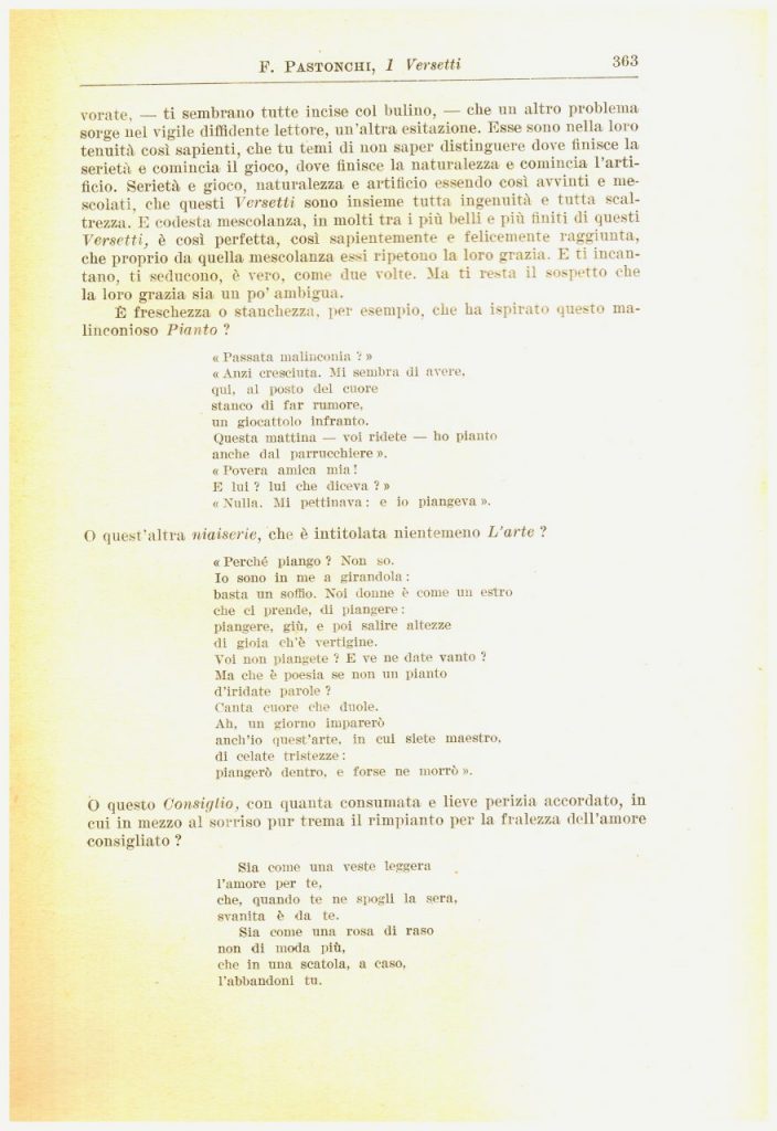 –Rivista PEGASO-Francesco PASTONCHI I VERSETTI Mondadori Editore 1931