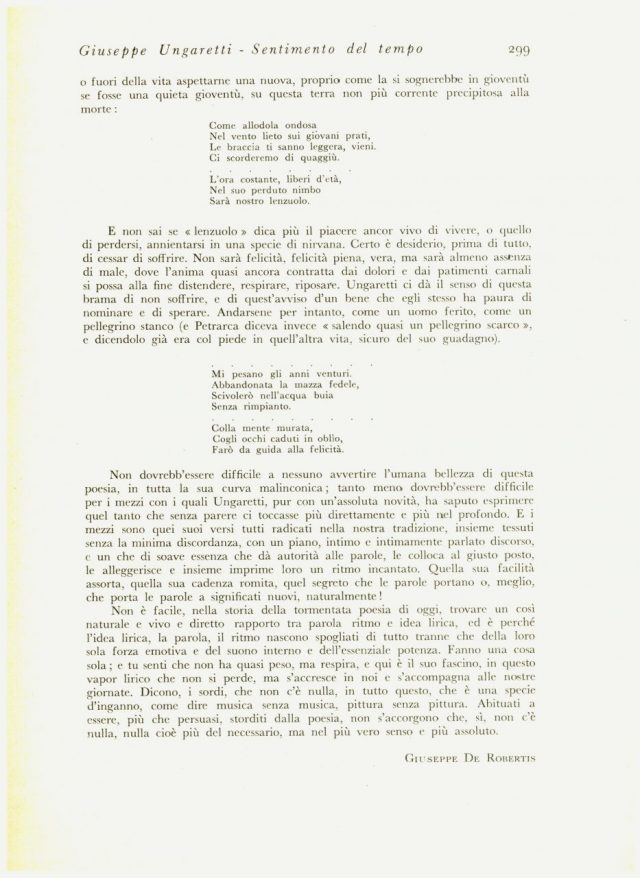 Rivista Pan - Giuseppe UNGARETTI sentimenti del tempo-Vallecchi Editore Firenze -1933