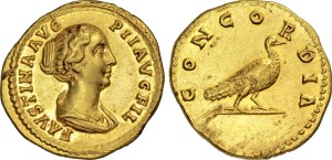 Aureus -Faustina Minore Imperatrice, sposa di Marco Aurelio, visse a Lorium 