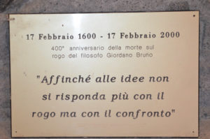 Targa al monumento a GIORDANO BRUNO
