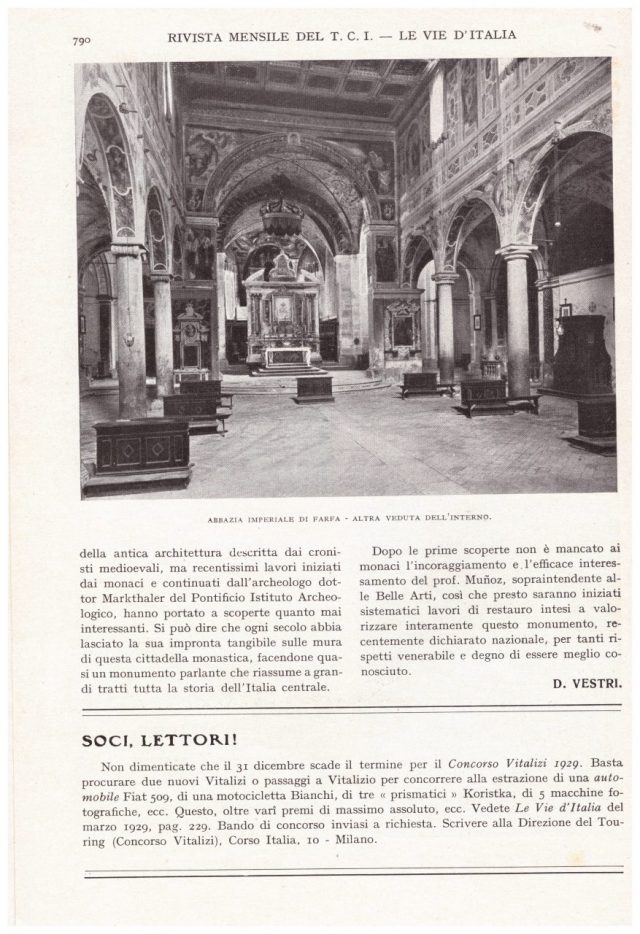 Biblioteca DEA SABINA- ABBAZIA di FARFA-Monumenti della Sabina -TCI anno 1929-