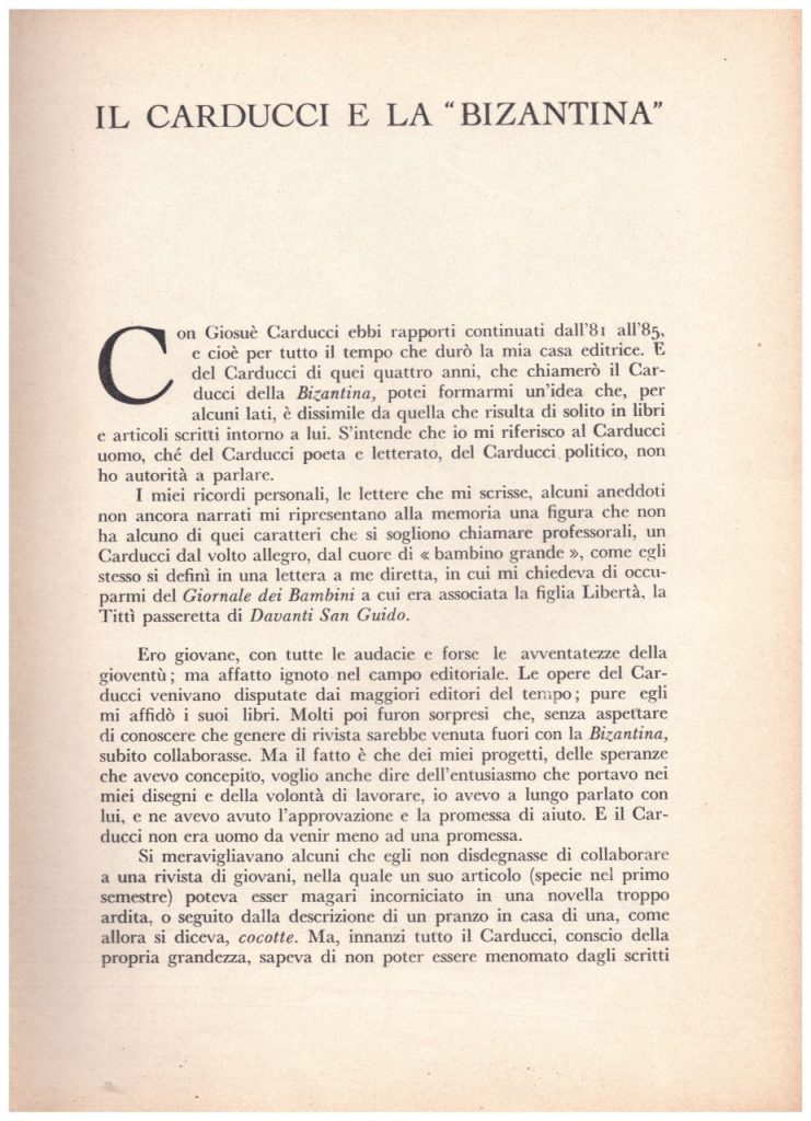 CARDUCCI e la BIZANTINA