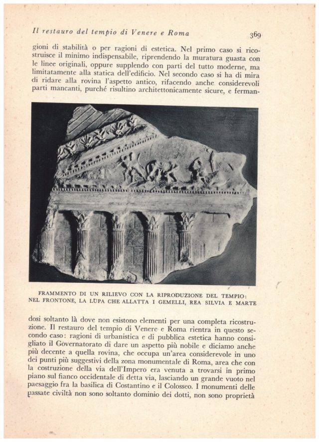 Restauro del Tempio di Venere e Roma