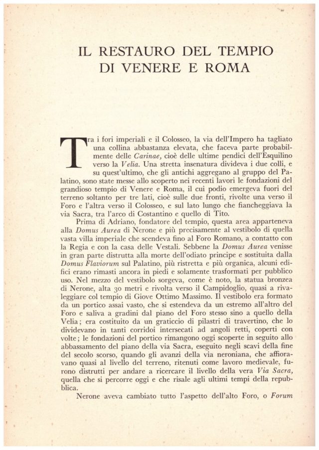 Restauro del Tempio di Venere e Roma
