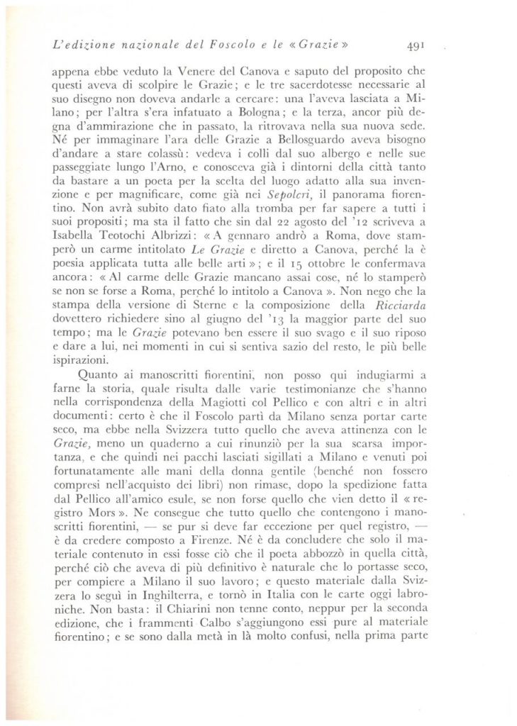 Biblioteca DEA SABINA- Michele Bardi – L’Edizione Nazionale del Foscolo e le “GRAZIE”-Rivista PAN-1 dicembre 1934