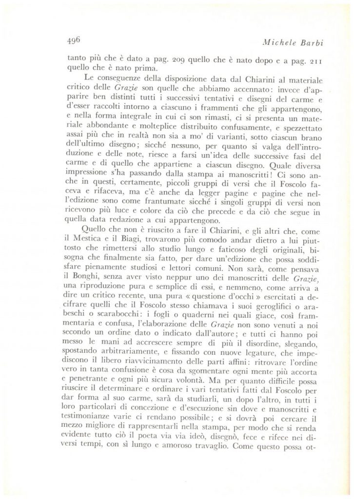 Biblioteca DEA SABINA- Michele Bardi – L’Edizione Nazionale del Foscolo e le “GRAZIE”-Rivista PAN-1 dicembre 1934