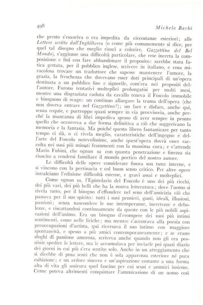 Biblioteca DEA SABINA- Michele Barbi – L’Edizione Nazionale del Foscolo e le “GRAZIE”-Rivista PAN-1 dicembre 1934