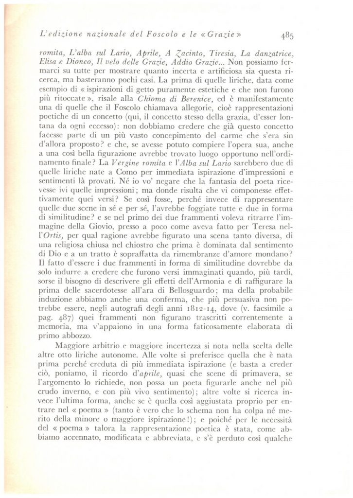 Biblioteca DEA SABINA- Michele Bardi – L’Edizione Nazionale del Foscolo e le “GRAZIE”-Rivista PAN-1 dicembre 1934
