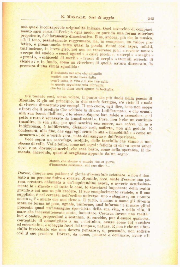 Eugenio MONTALE-Poesie “OSSI DI SEPPIA”-