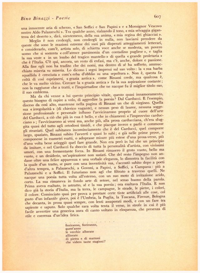 Bino BINAZZI: Poesie. Introduzione di Ardengo Soffici